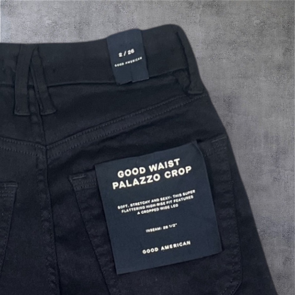 Good American Black Palazzo Crop Jeans